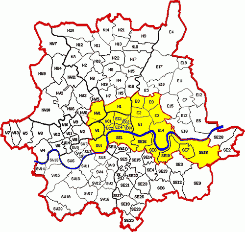London postcode map