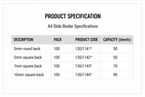 Product Specification Table